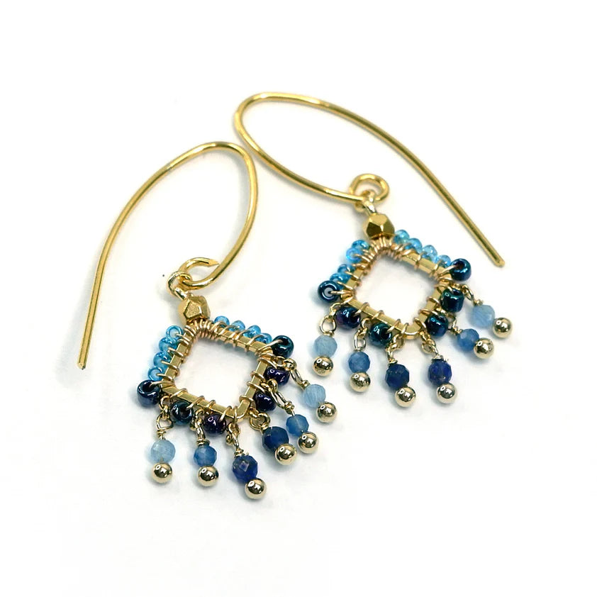 Handcrafted Gemstone Earrings - Small Square
