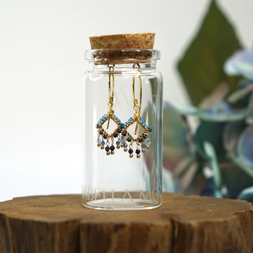 Handcrafted Gemstone Earrings - Small Square
