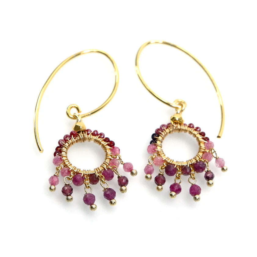Handcrafted Gemstone Earrings - Small Circular
