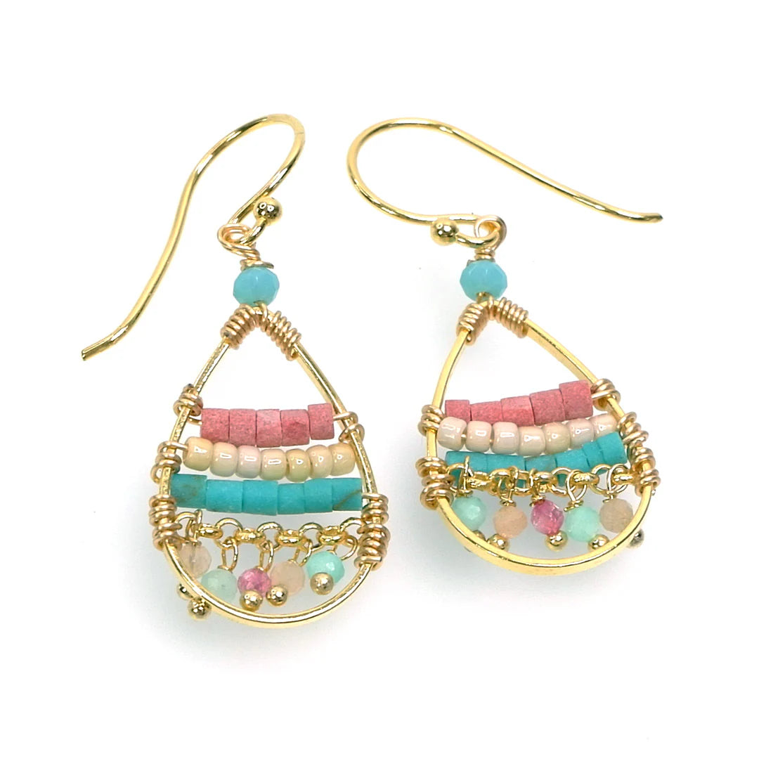 Handcrafted Gemstone Earrings - Small Teardrop