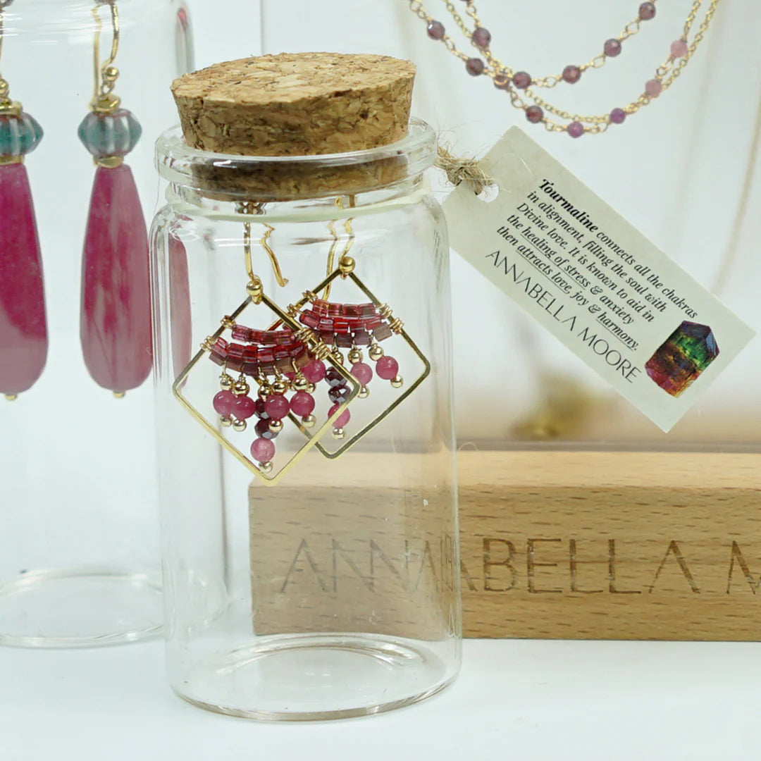 Handcrafted Gemstone & Crystal Earrings  - Large Rhombus